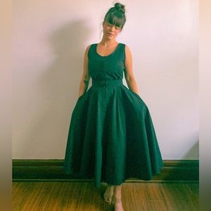 Vintage 1970s Charcoal Cotton Sundress with Pockets